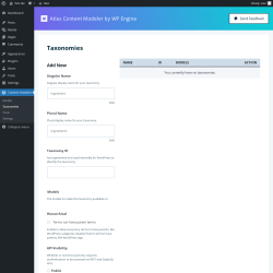 Page screenshot: Content Modeler → Taxonomies