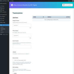 Page screenshot: Content Modeler → Taxonomies