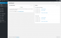 Page screenshot: Dashboard &lsaquo; Test site &mdash; WordPress