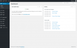 Page screenshot: Dashboard &lsaquo; Test site &mdash; WordPress