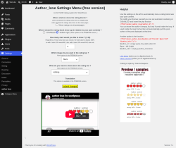 Page screenshot: Settings &rarr; author love