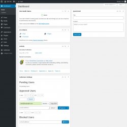 Page screenshot: Dashboard ‹ Test site — WordPress