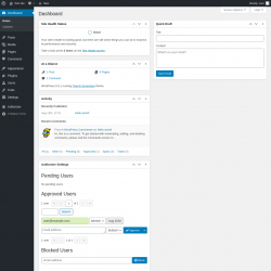 Page screenshot: Dashboard ‹ Test site — WordPress