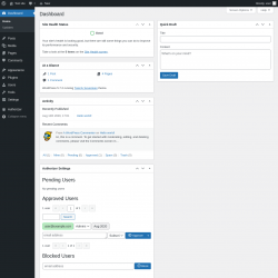 Page screenshot: Dashboard ‹ Test site — WordPress