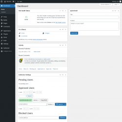 Page screenshot: Dashboard ‹ Test site — WordPress