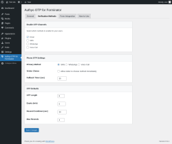 Page screenshot: Authyo OTP for Forminator &rarr; Verification Methods