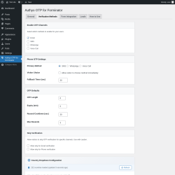 Page screenshot: Authyo OTP for Forminator &rarr; Verification Methods