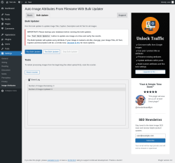Page screenshot: Settings → Image Attributes → Bulk Updater