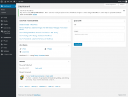 Page screenshot: Dashboard &lsaquo; Test site &mdash; WordPress