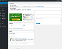 Page screenshot: Dashboard &lsaquo; Test site &mdash; WordPress