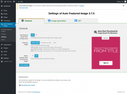 Page screenshot: Auto Featured Image &rarr; Settings
