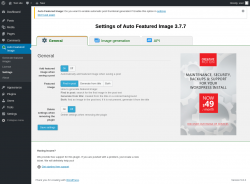 Page screenshot: Auto Featured Image &rarr; Settings