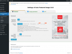 Page screenshot: Auto Featured Image &rarr; Settings