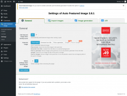 Page screenshot: Auto Featured Image &rarr; Settings