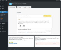 Page screenshot: Auto Featured Image &rarr; License