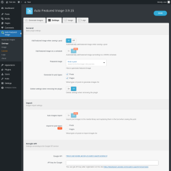 Page screenshot: Auto Featured Image &rarr; Settings