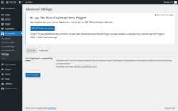 Page screenshot: TermsFeed → Settings → 
			Advanced        