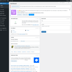 Page screenshot: Dashboard ‹ Test site — WordPress