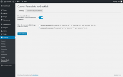 Page screenshot: Settings  → Convert Greek Permalinks