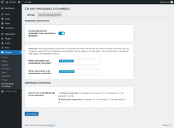 Page screenshot: Settings → Convert Greek Permalinks