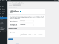 Page screenshot: Settings → Convert Greek Permalinks