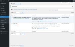 Page screenshot: Plugins &lsaquo; Test site &mdash; WordPress