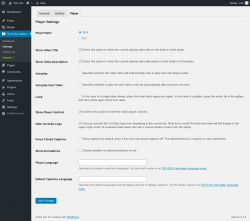 Page screenshot: YouTube Gallery → Settings → Player