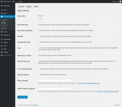 Page screenshot: YouTube Gallery → Settings → Player
