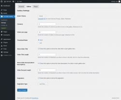 Page screenshot: YouTube Gallery → Settings → Gallery