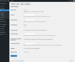 Page screenshot: YouTube Gallery → Settings → Gallery