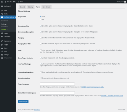Page screenshot: YouTube Gallery → Settings → Player