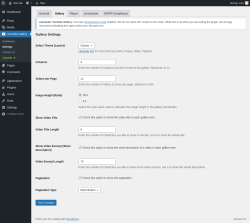 Page screenshot: YouTube Gallery → Settings → Gallery