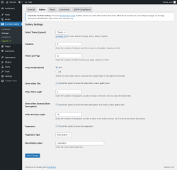 Page screenshot: YouTube Gallery → Settings → Gallery