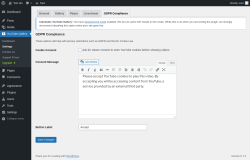 Page screenshot: YouTube Gallery → Settings → GDPR Compliance
