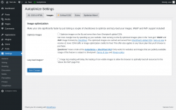 Page screenshot: Settings &rarr; Autoptimize &rarr; Images