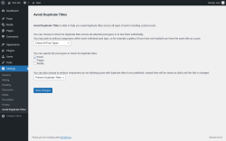 Page screenshot: Settings → Avoid Duplicate Titles