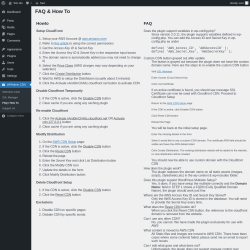 Page screenshot: WPAdmin CDN &rarr; FAQ / How To