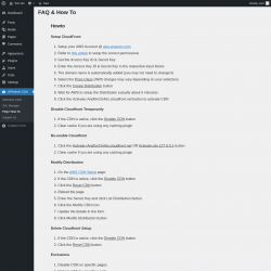 Page screenshot: WPAdmin CDN &rarr; FAQ / How To