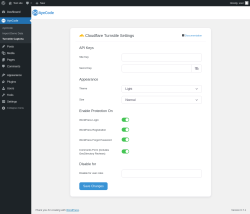Page screenshot: AyeCode → Turnstile Captcha