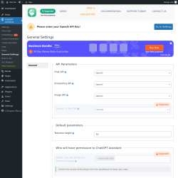 Page screenshot: ChatGPT Assistant → General Settings