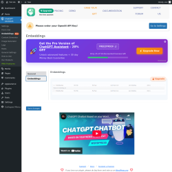 Page screenshot: ChatGPT Assistant → EmbeddingsNew → 
                            Embeddings                        