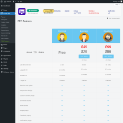 Page screenshot: Popup Box → PRO Features