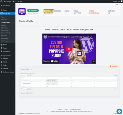 Page screenshot: Popup Box → Custom Fields