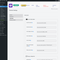 Page screenshot: Popup Box → General Settings → 
                            Shortcodes                        