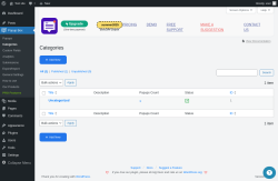 Page screenshot: Popup Box → Categories
