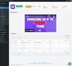 Page screenshot: Popup Box → Submissions