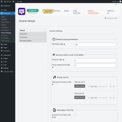 Page screenshot: Popup Box → General Settings