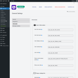 Page screenshot: Popup Box → General Settings → 
                            Shortcodes                        
