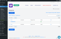 Page screenshot: Popup Box → Categories