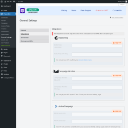 Page screenshot: Popup Box → General Settings → 
                            Integrations                        